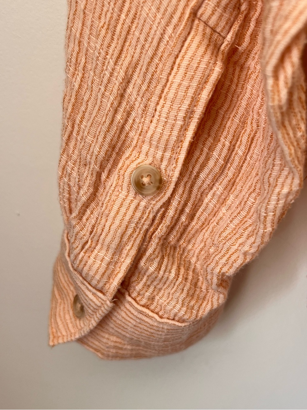 by Anthropologie Lightweight Peach Stripe Gauze Cotton Tunic Popover Blouse - Picture 12 of 14